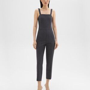 NEW THEORY Wool Blend Square Neck Strap Jumpsuit Charcoal Melange 1367mn